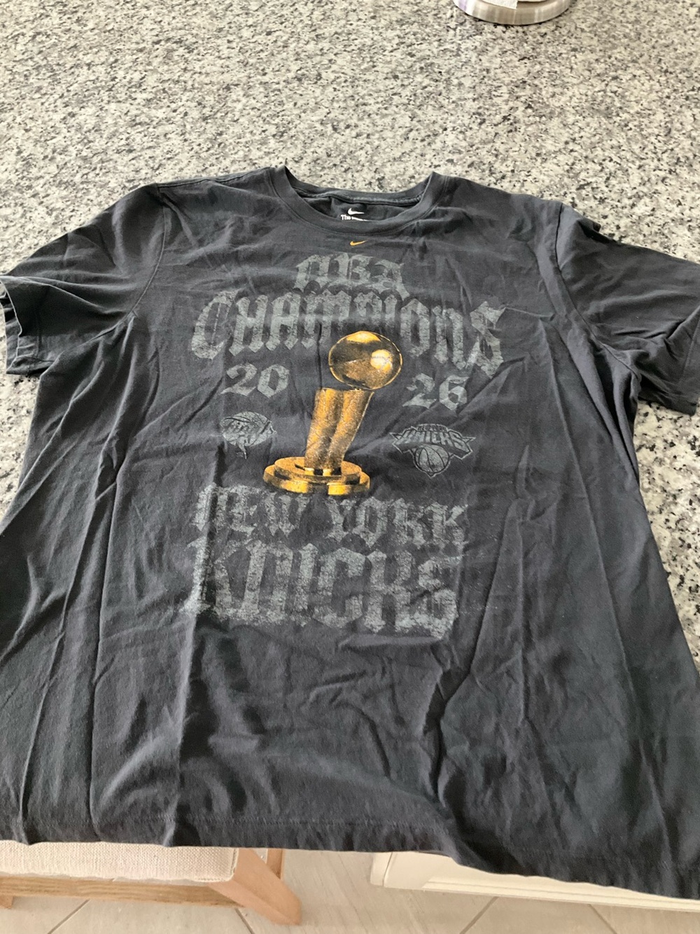 Nike Black Graphic Knicks Champions Short Sleeve Tee